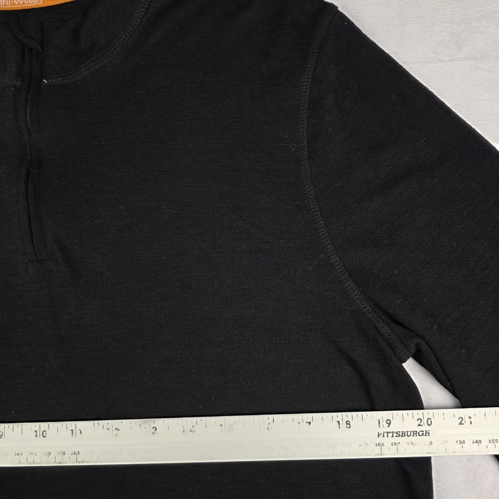 Omni-Wool Shirt Mens XL Black Wool Blend Quarter‎ Zip Long Sleeve Thumb Holes - Picture 6 of 8